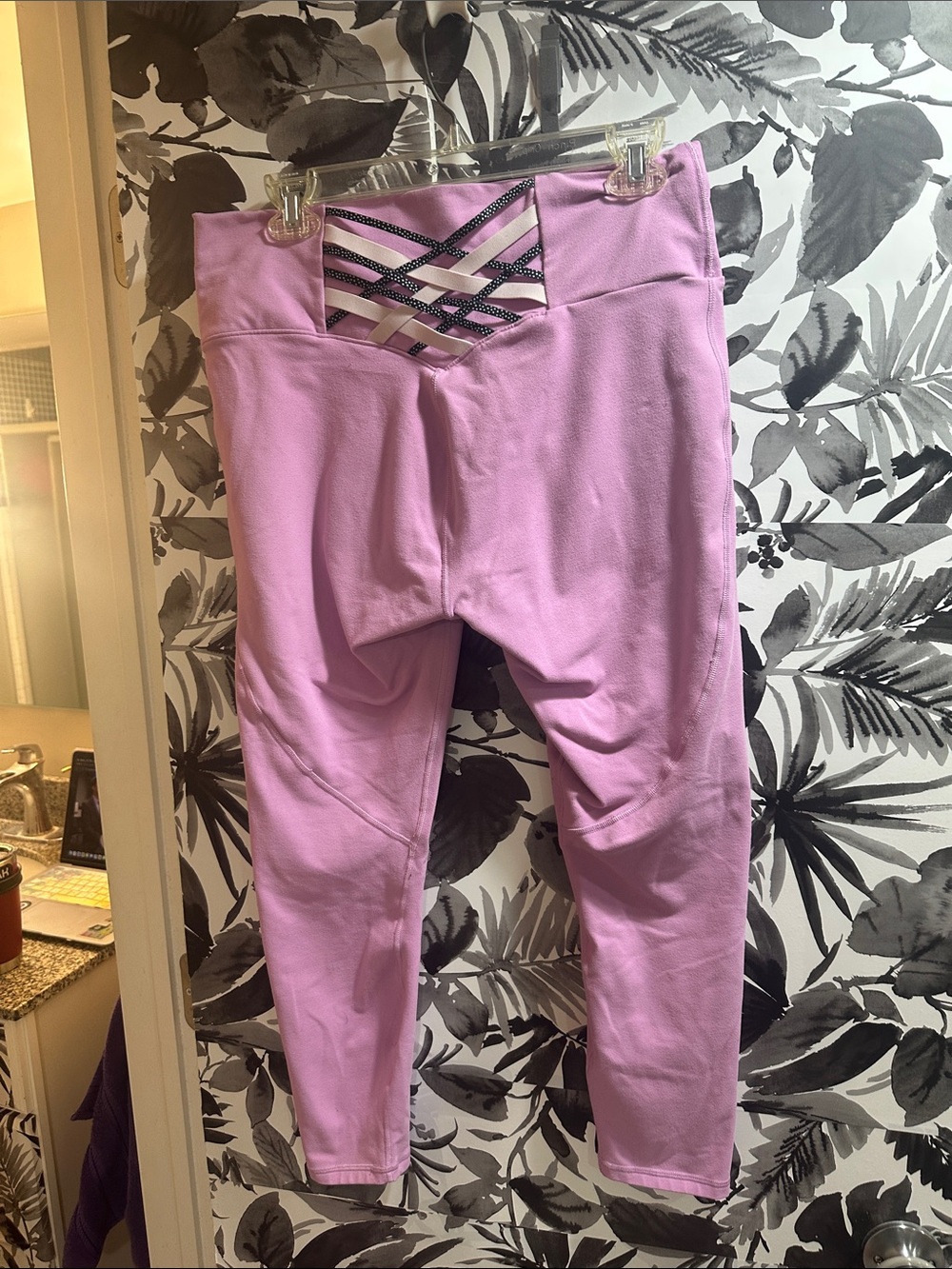Fabletics XL Pink Active Leggings with Strappy Back Detail